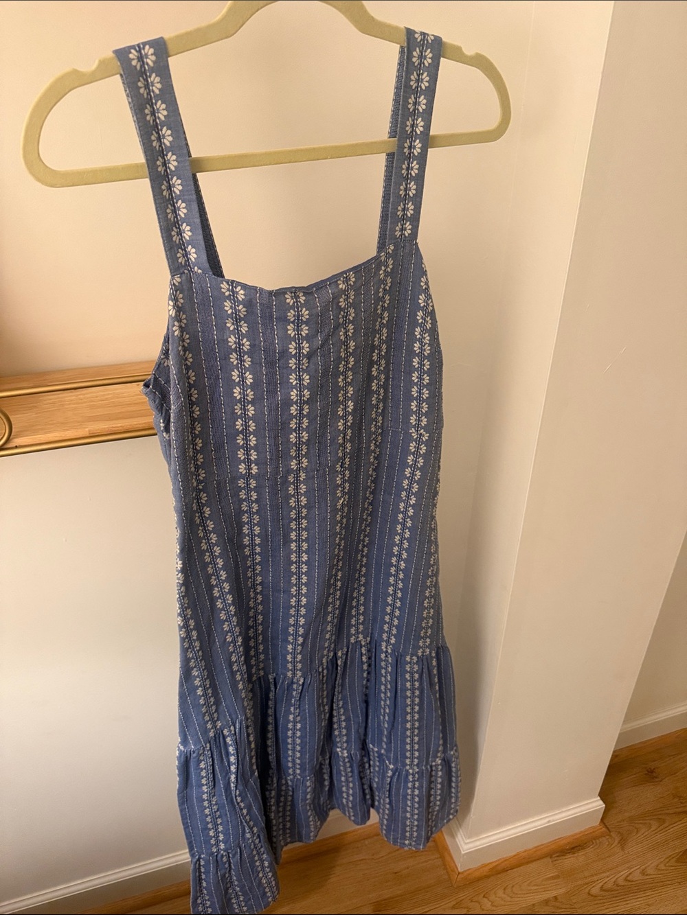 Madewell Blue Floral Stripe Midi Sundress Sz 4